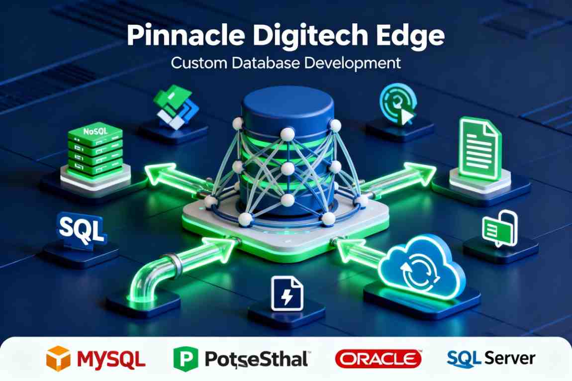 Professional database systems development process showing data modeling, SQL optimization, and backend architecture design