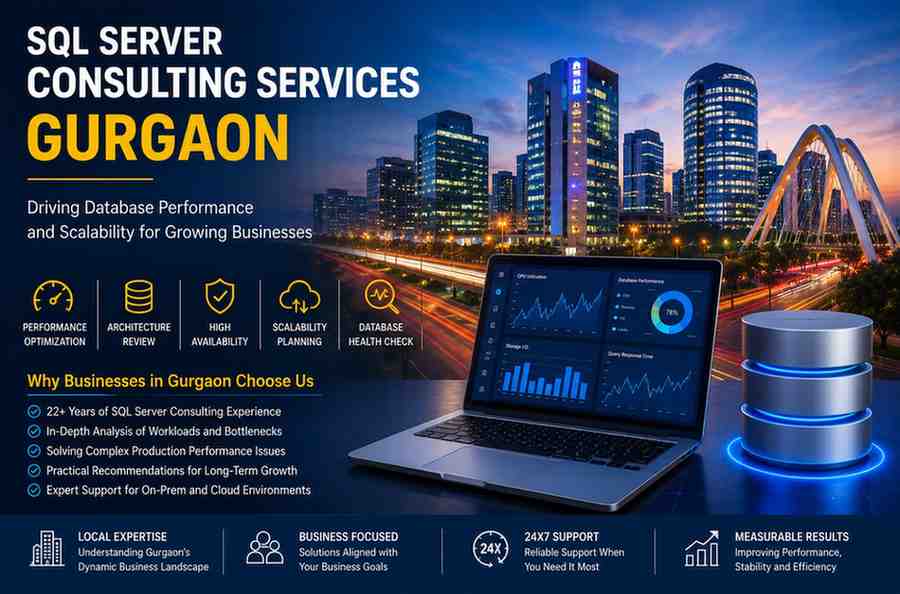 SQL Server Consulting Services in Gurgaon for workload assessment, architecture review, database health checks, and scalability planning
