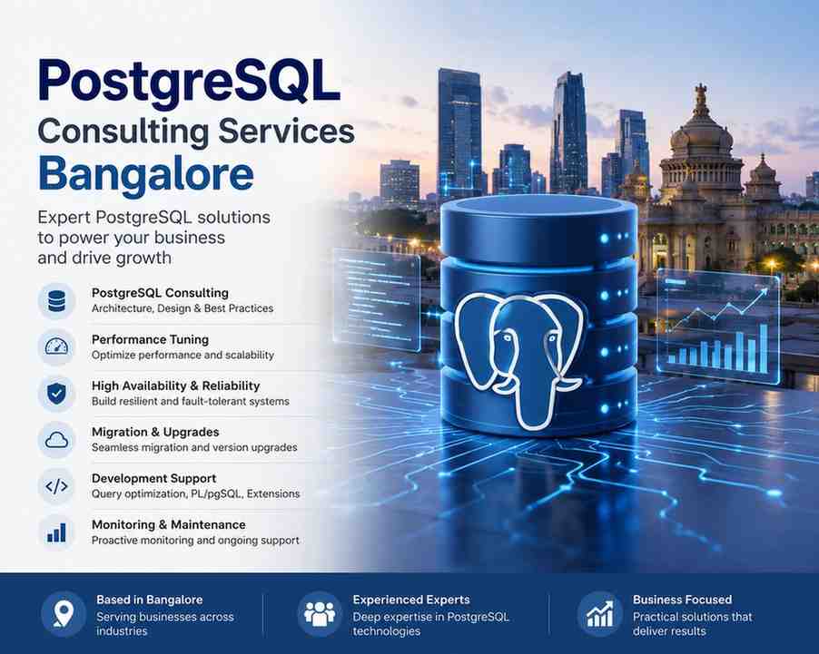 PostgreSQL slow query troubleshooting services in Bangalore with SQL optimization, execution plan analysis, indexing improvements, and database performance tuning.