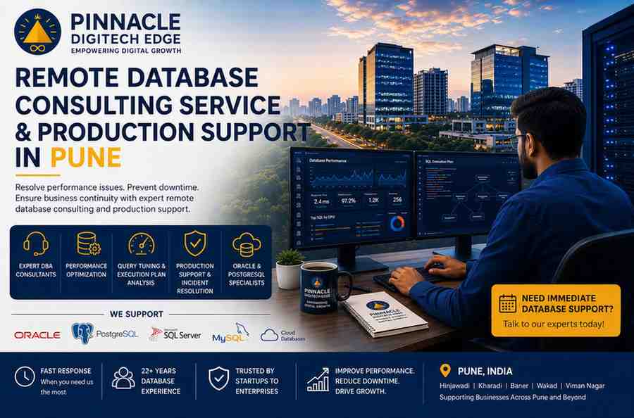 Database consultant analyzing production query performance and resolving database bottlenecks through remote database consulting services in Pune